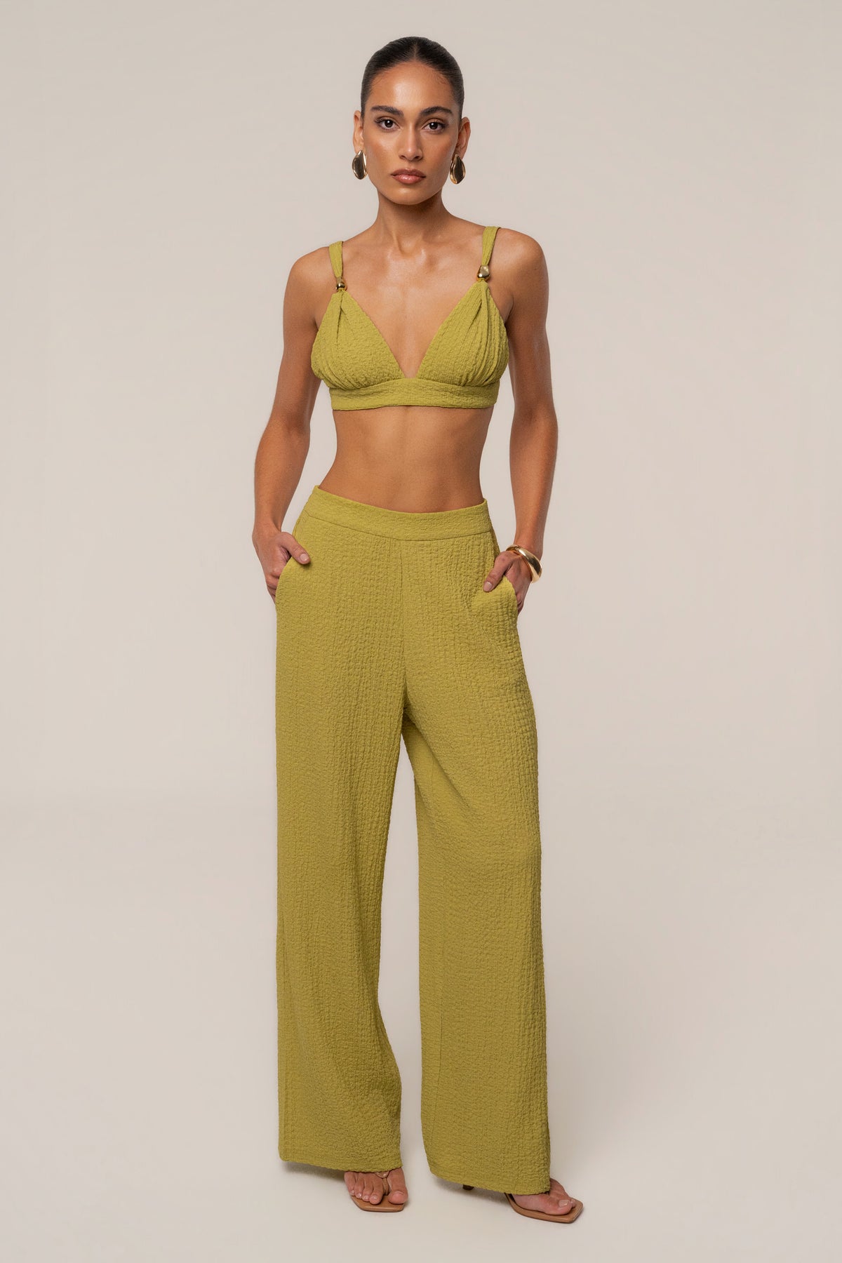 Lime Unwind Textured Pants