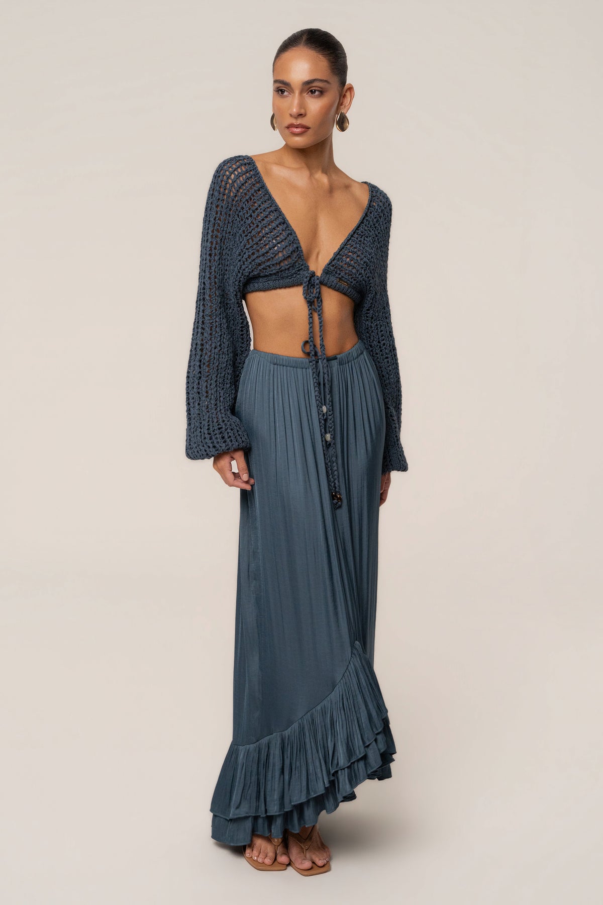 Teal Sun And Sand Maxi Skirt