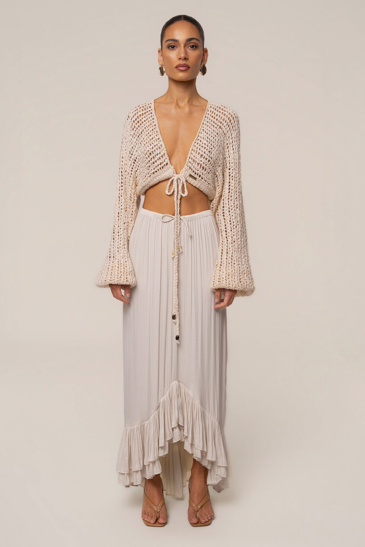Ivory Sun And Sand Maxi Skirt