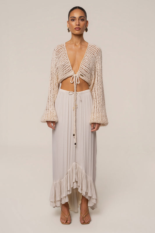 Ivory Sun And Sand Maxi Skirt