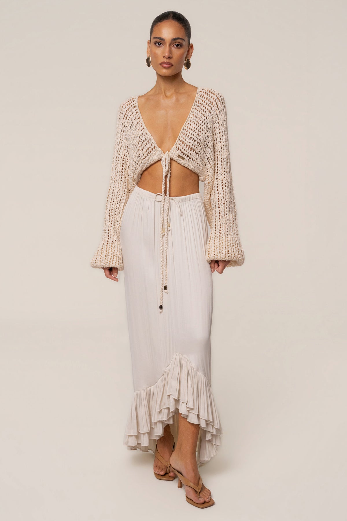 Ivory Sun And Sand Maxi Skirt