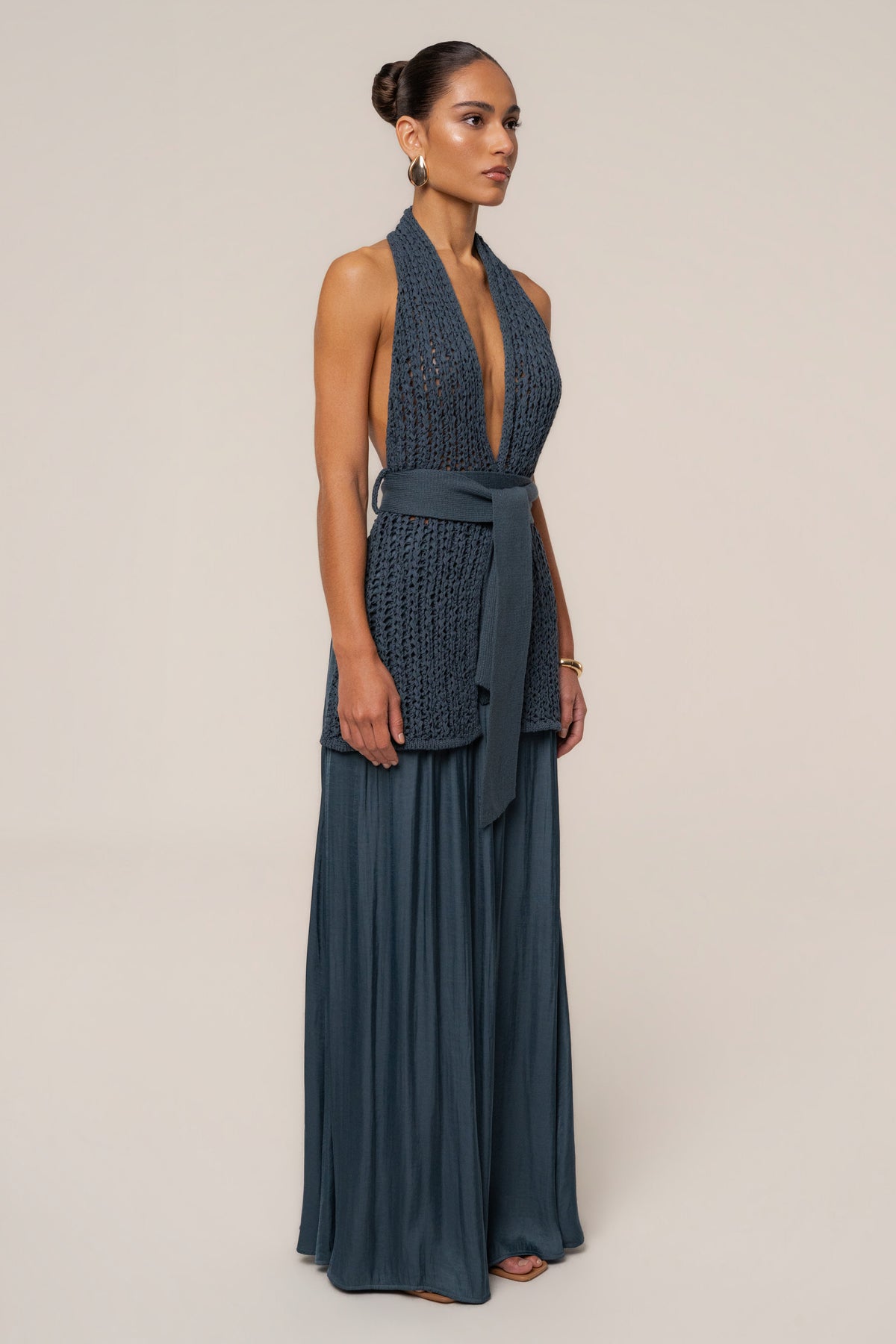 Teal River Satin Maxi Skirt