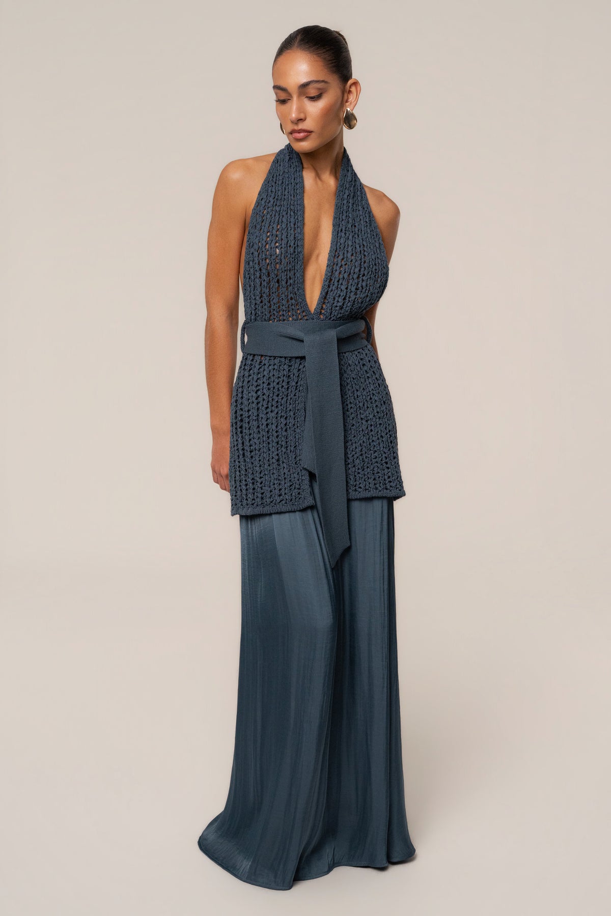 Teal River Satin Maxi Skirt