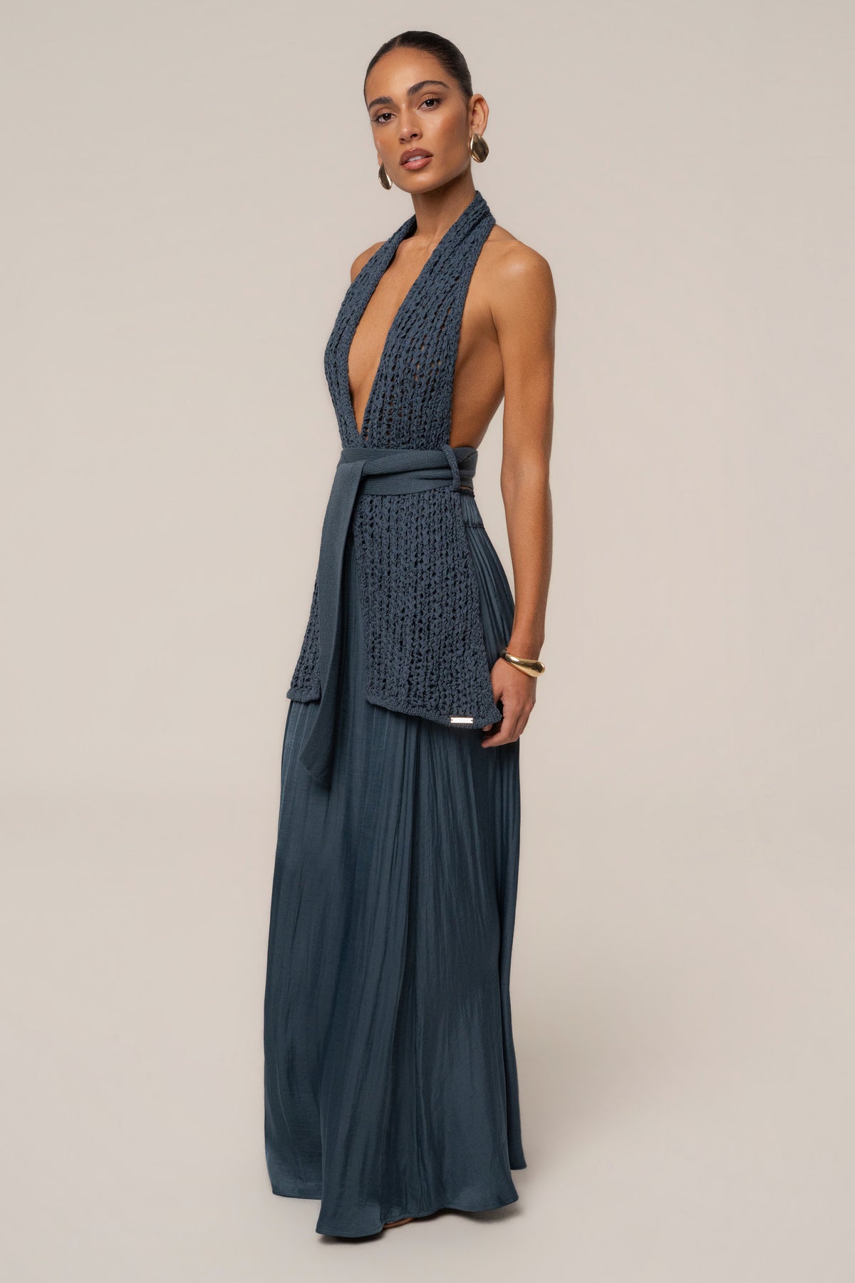 Teal River Satin Maxi Skirt