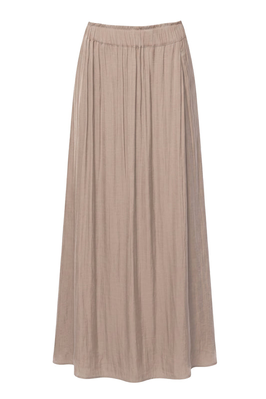 Beige River Satin Maxi Skirt