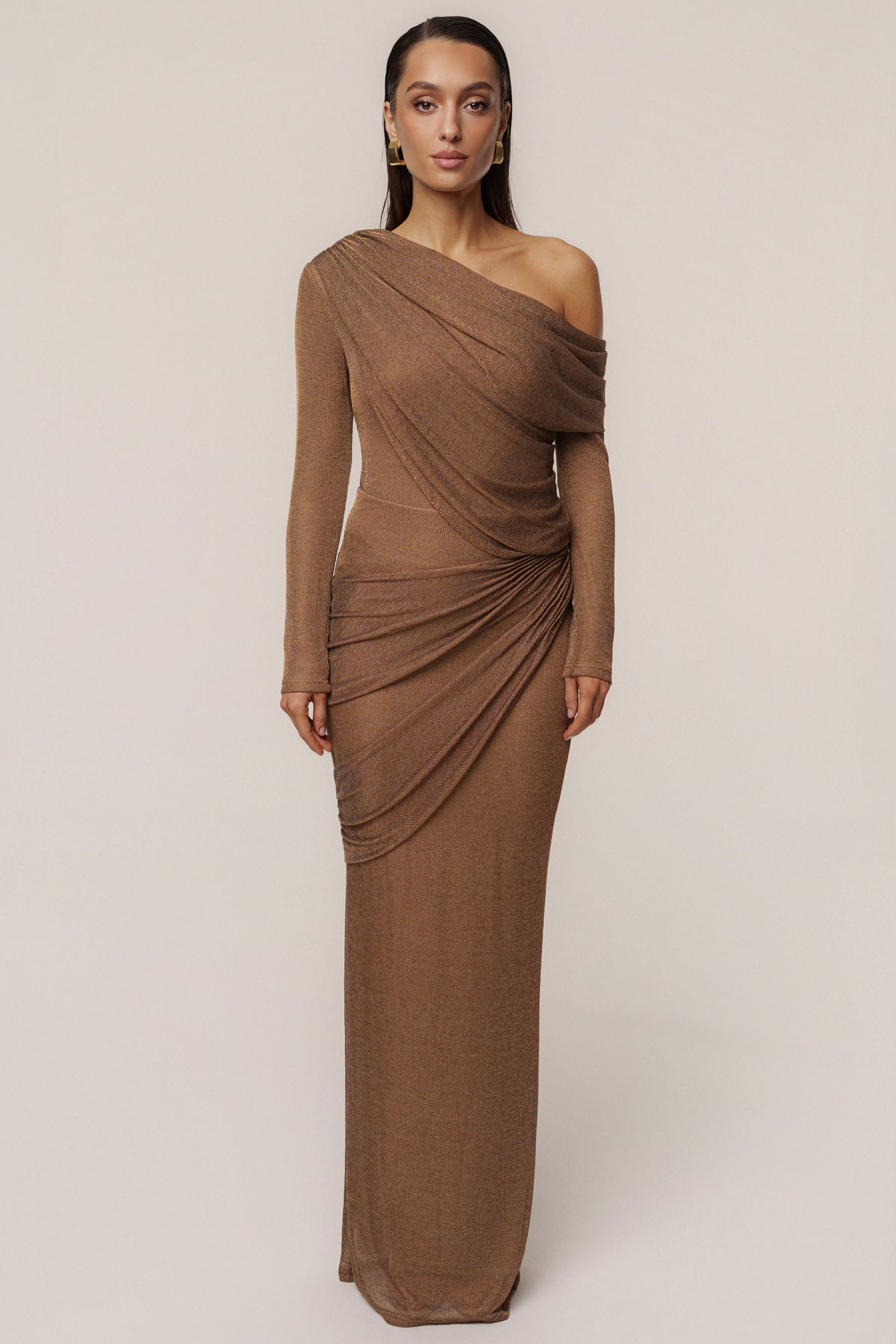 Bronze Opulent Metallic Maxi Skirt