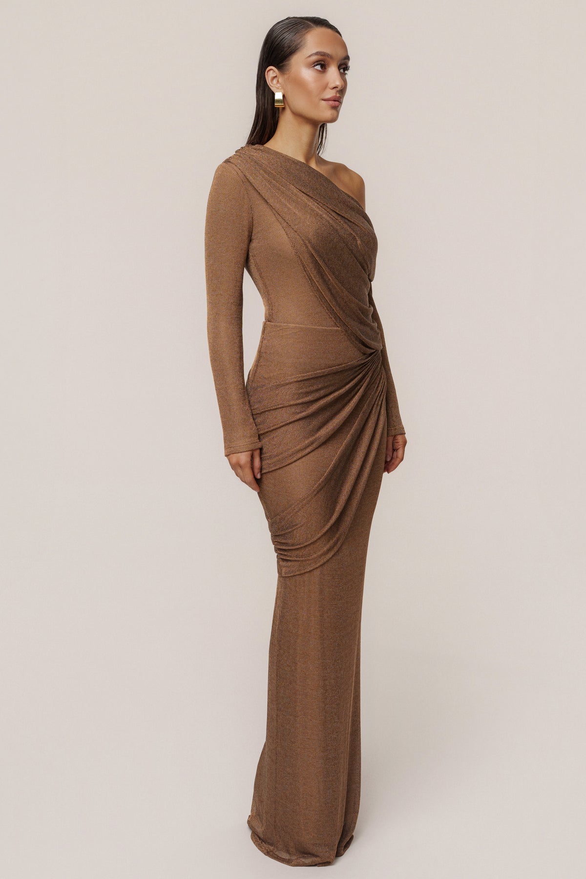 Bronze Opulent Metallic Maxi Skirt