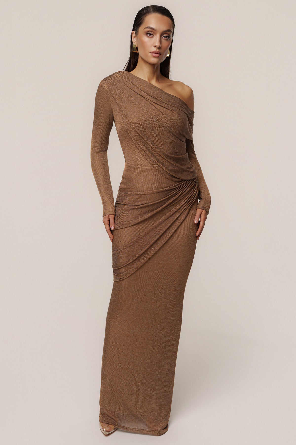 Bronze Opulent Metallic Maxi Skirt