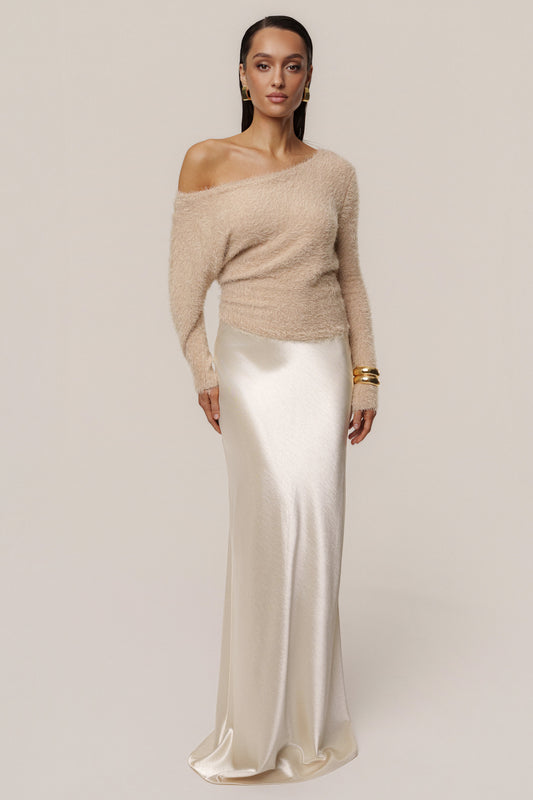 Champagne Tradition Satin Maxi Skirt