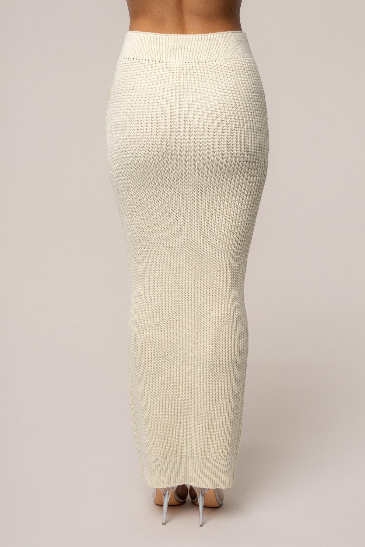 Cream Missy Cable Sweater Midi Skirt