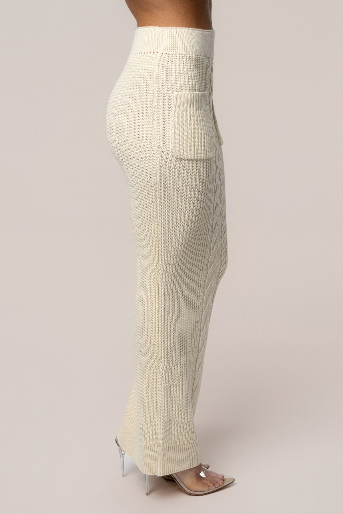 Cream Missy Cable Sweater Midi Skirt