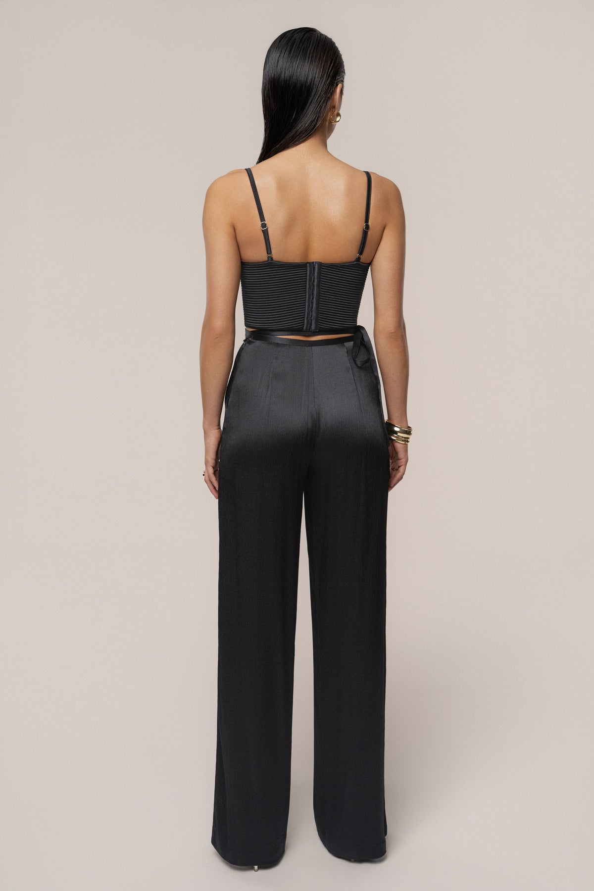 Black Deserae Satin Pants
