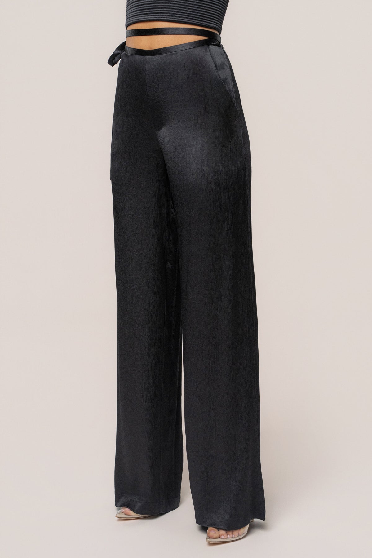 Black Deserae Satin Pants
