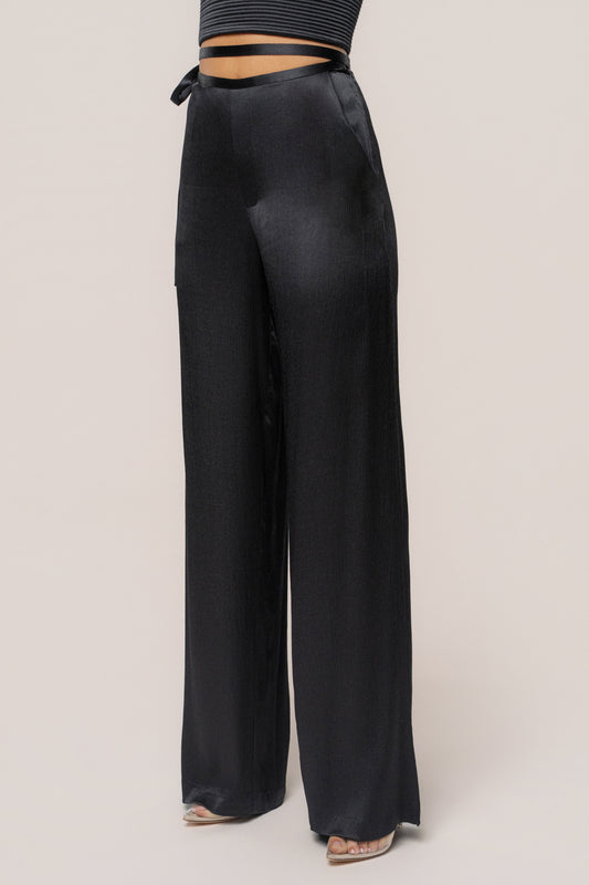 Black Deserae Satin Pants