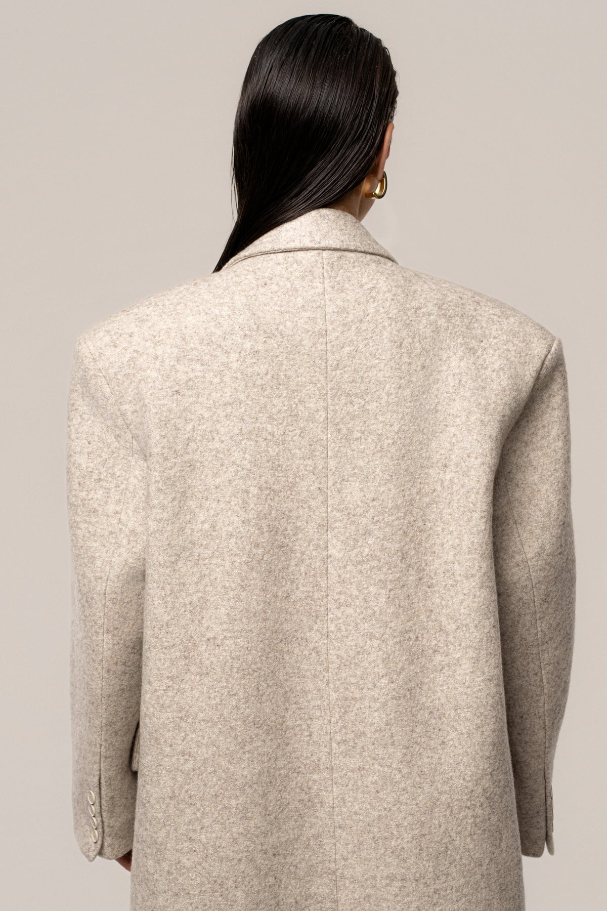 Beige Oversize Double Breasted Coat