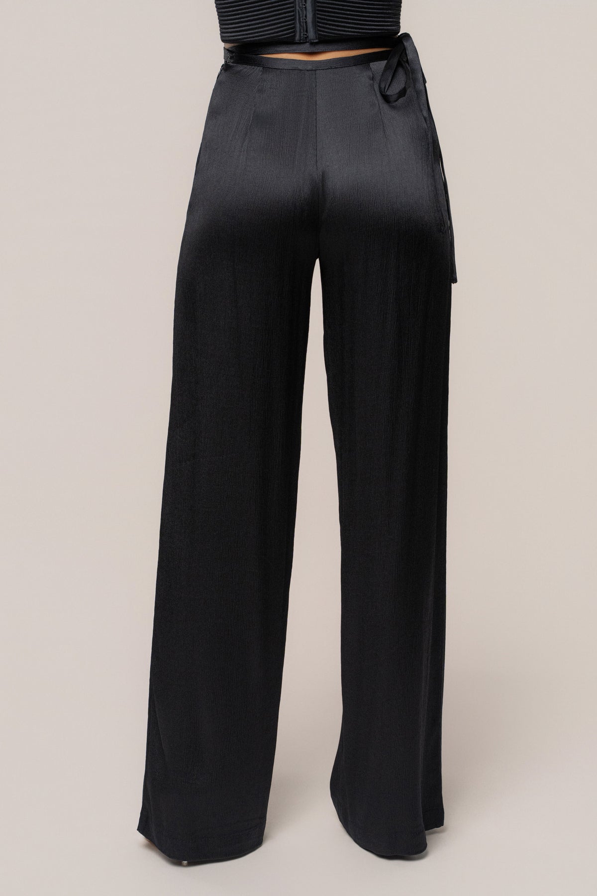 Black Deserae Satin Pants
