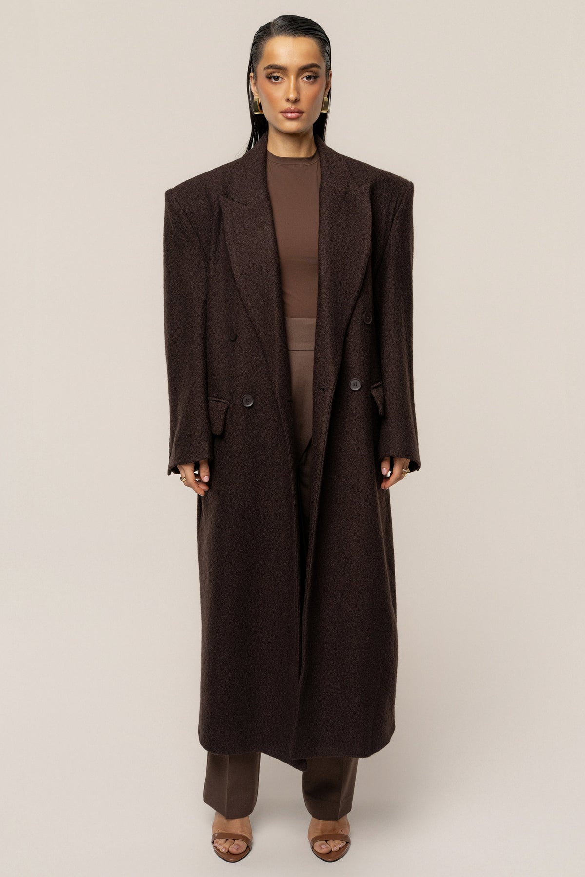 Chocolate Oversize Double Breasted Coat