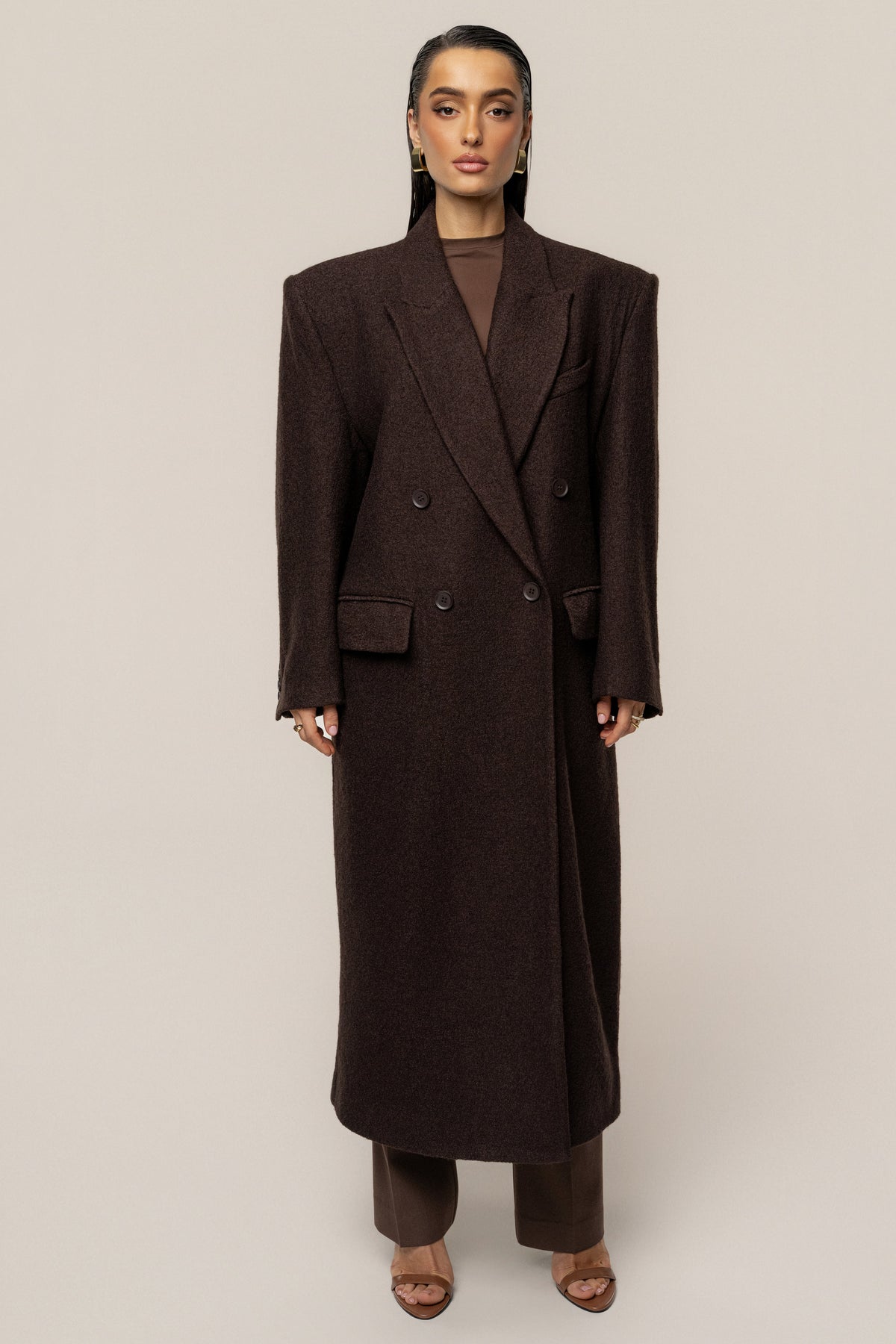 Chocolate Oversize Double Breasted Coat