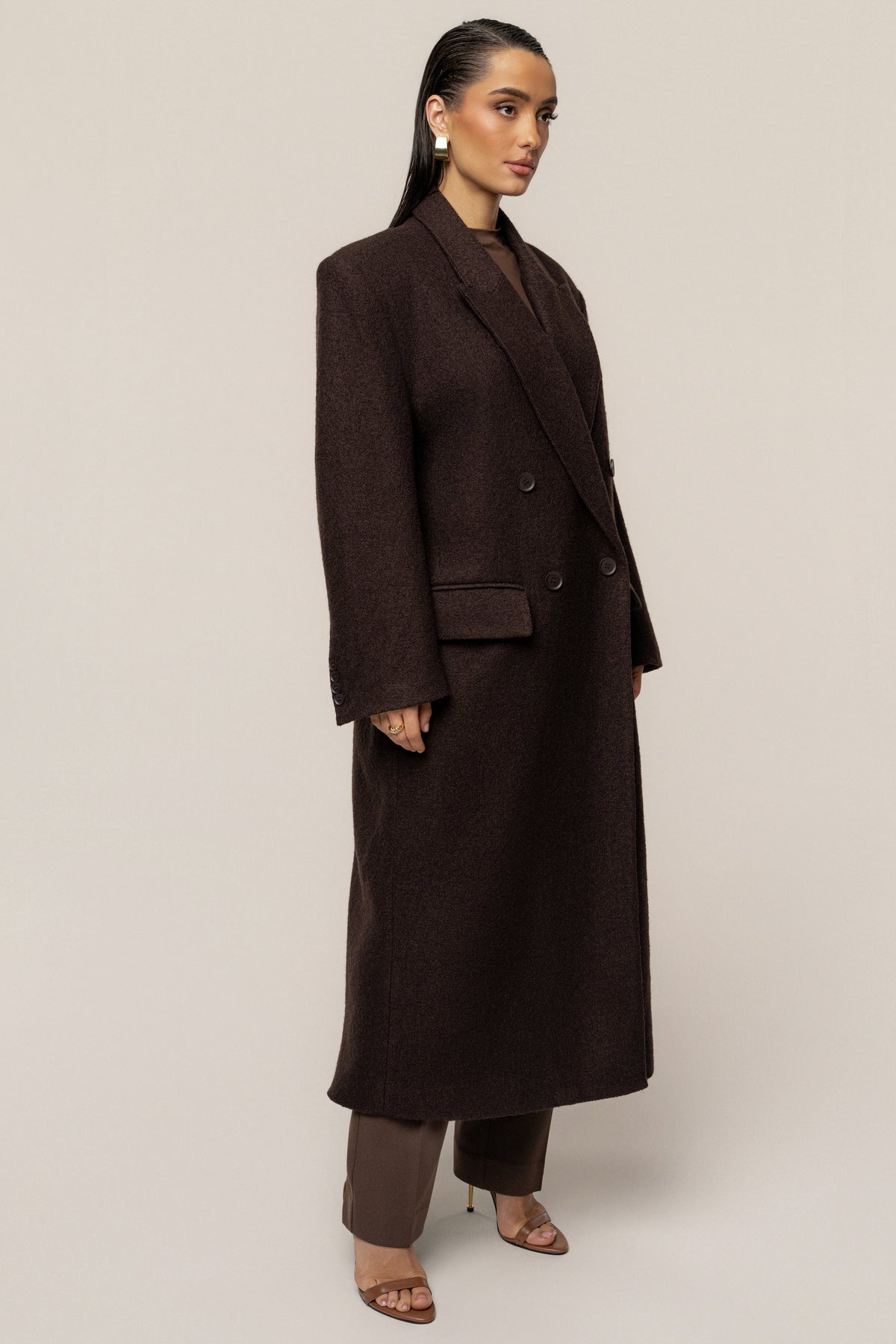 Chocolate Oversize Double Breasted Coat