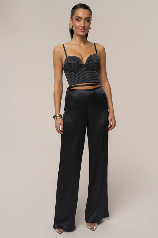 Black Deserae Satin Pants