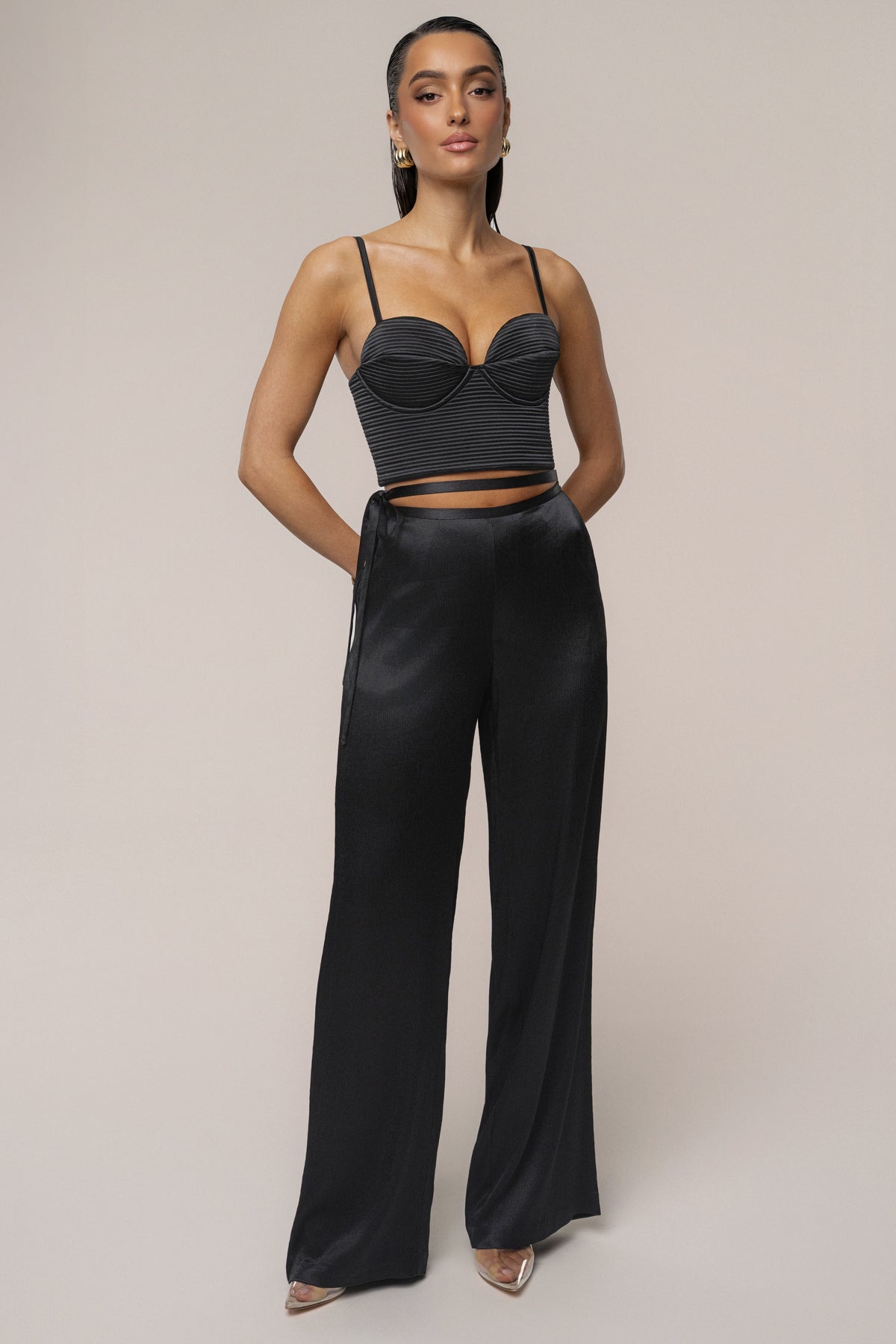 Black Deserae Satin Pants