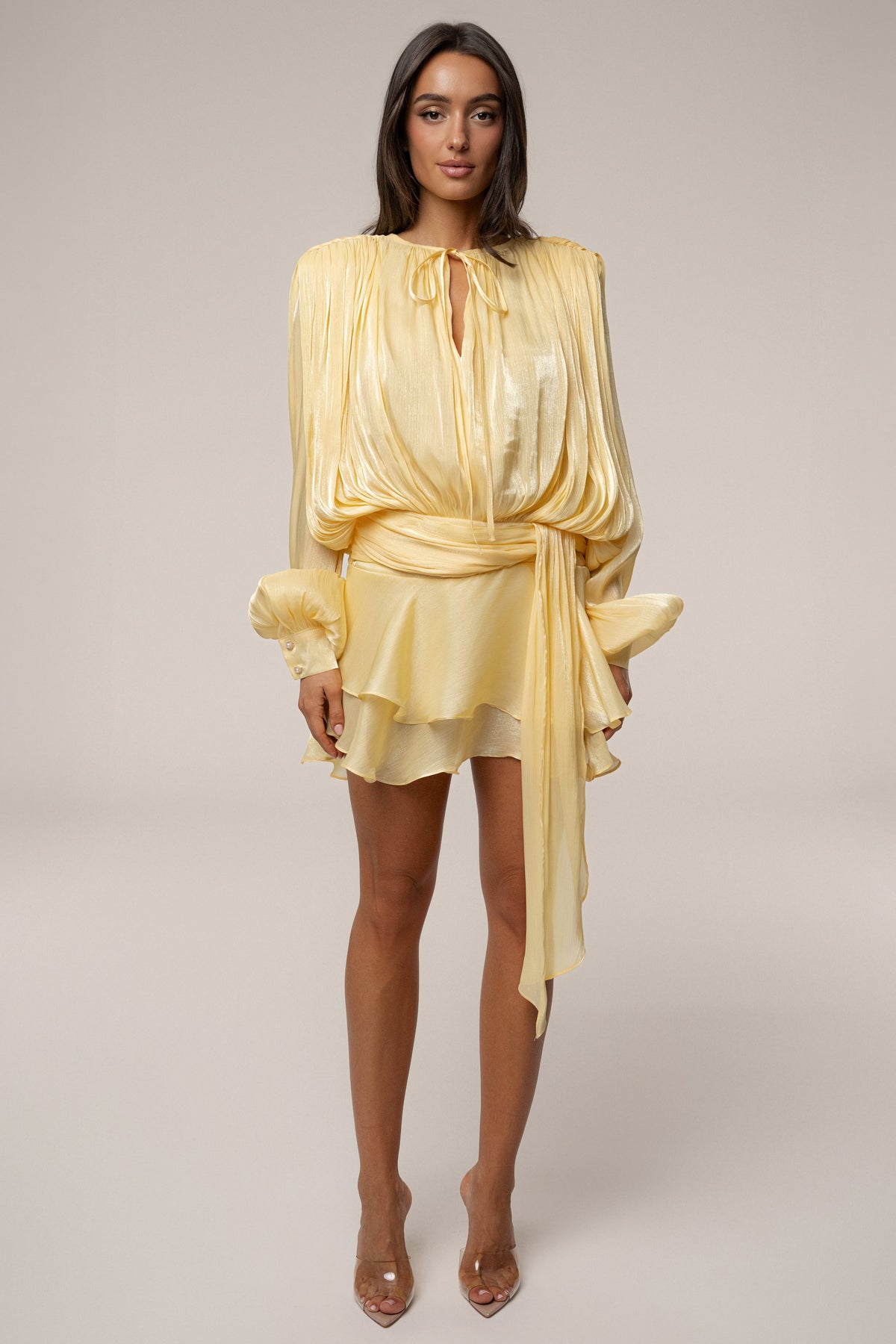 Yellow Pure Glow Draped Mini Dress