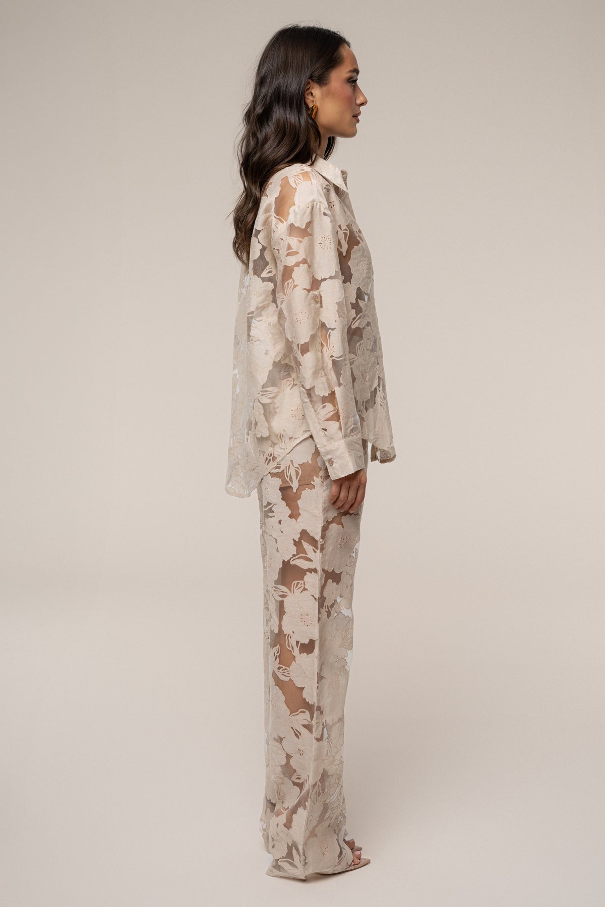 PRE-ORDER Beige Organza Floral Pant