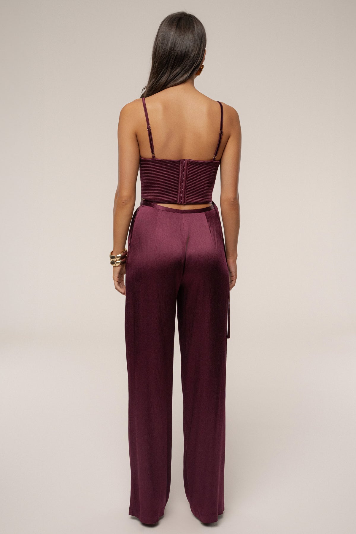 Burgundy Deserae Satin Pants