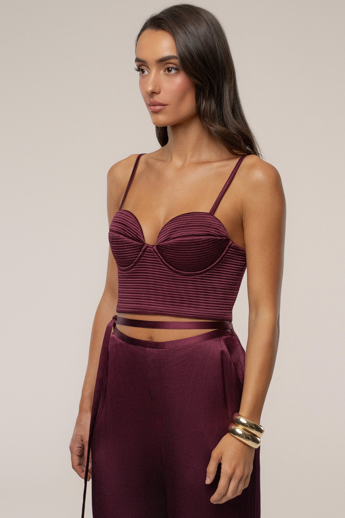 Burgundy Deserae Satin Pants