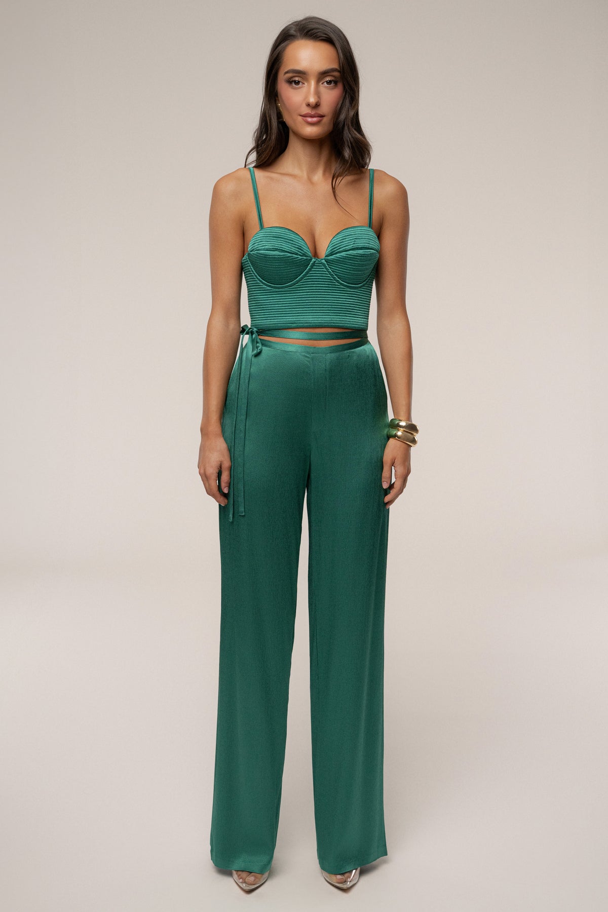 Emerald Deserae Satin Pants