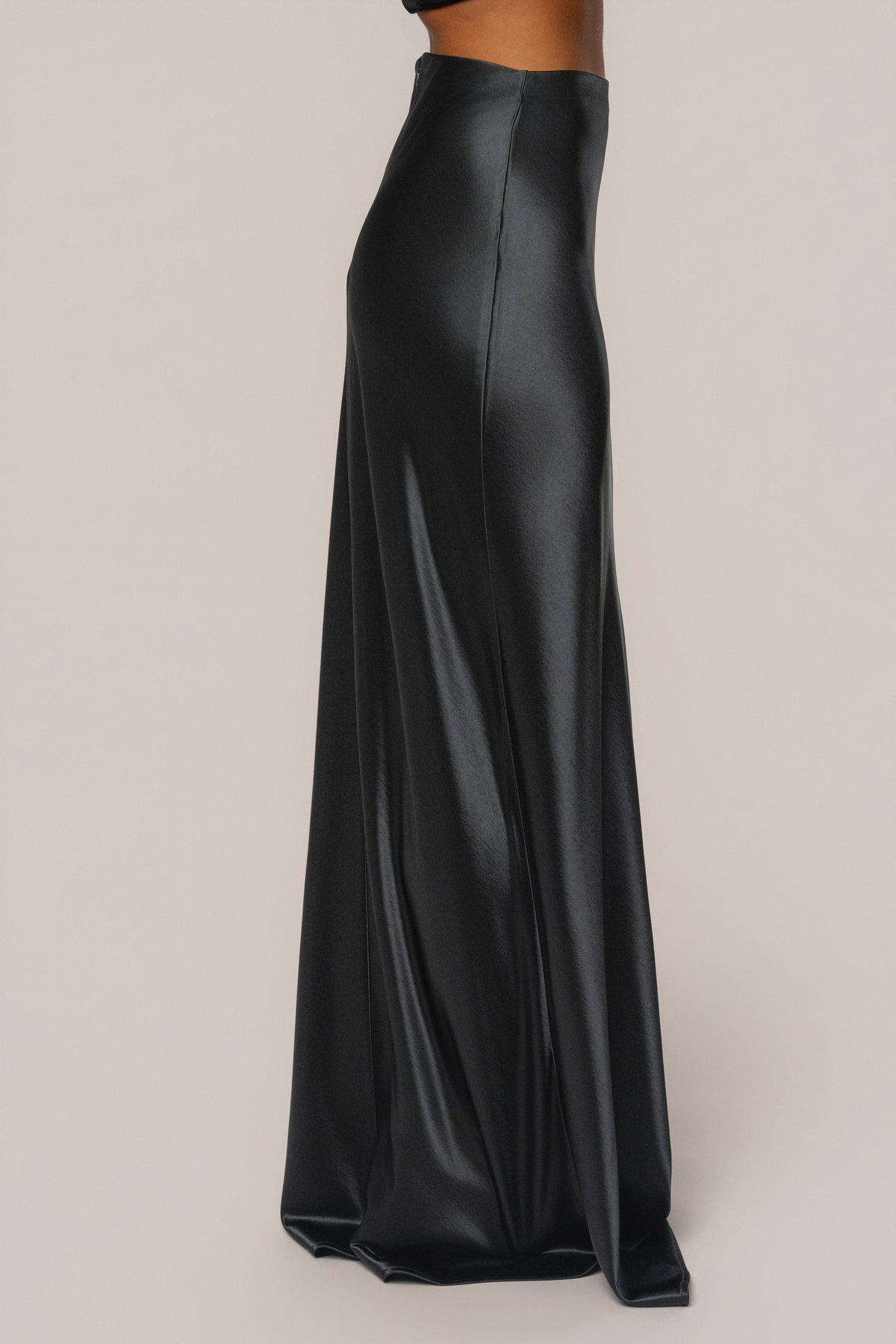 Black Tradition Satin Maxi Skirt