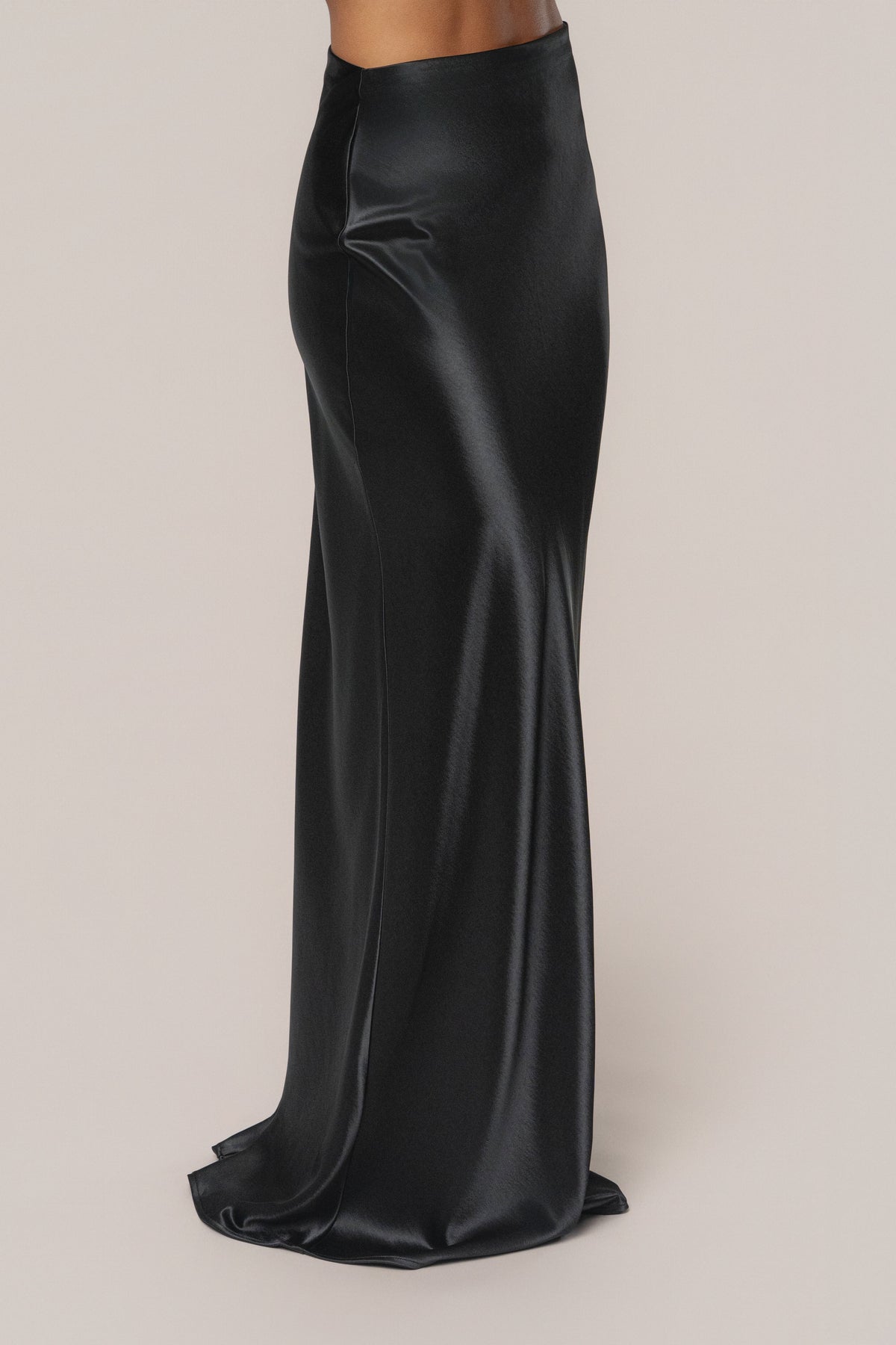 Black Tradition Satin Maxi Skirt