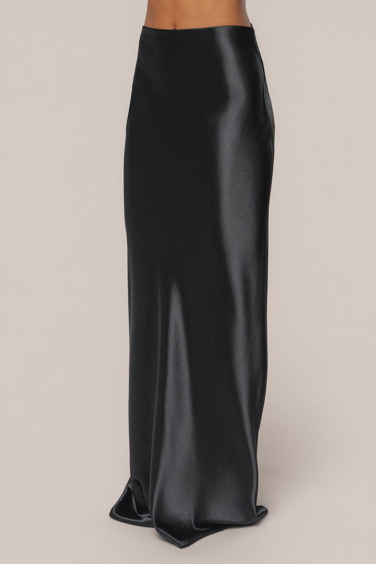 Black Tradition Satin Maxi Skirt