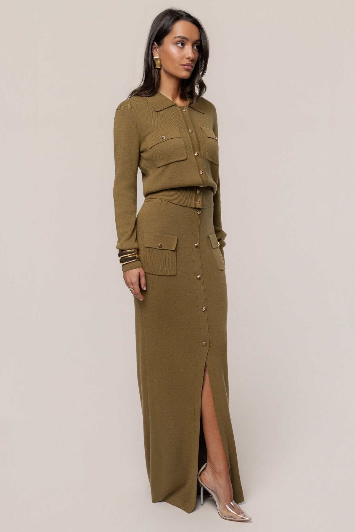Olive Fall Bliss Maxi Skirt