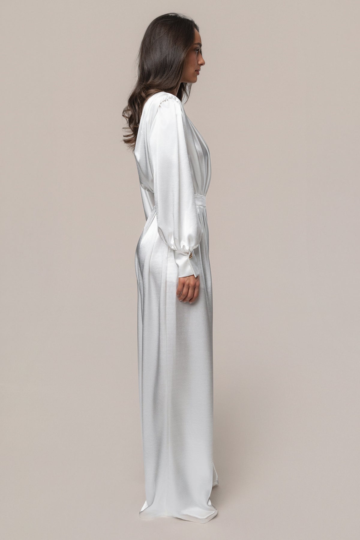 White Satin Bliss Pleated Pant