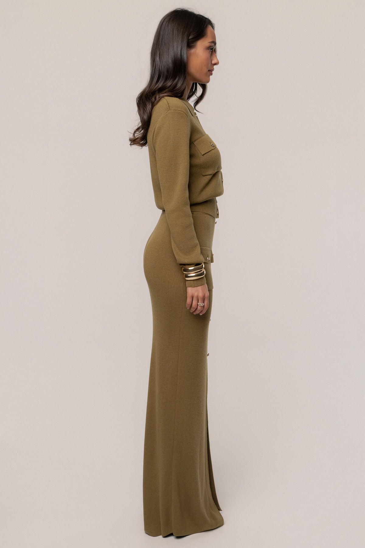 Olive Fall Bliss Maxi Skirt