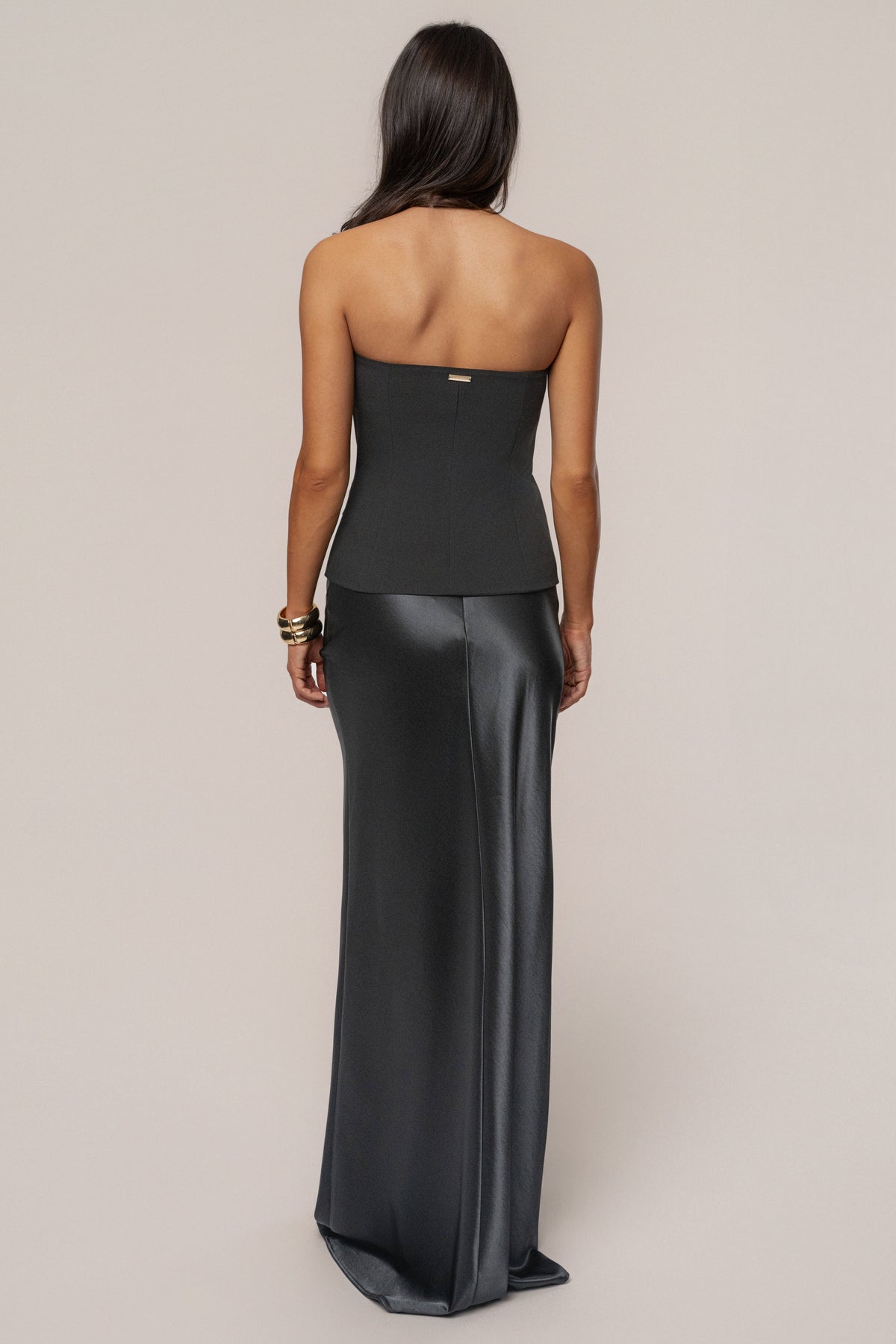 Black Tradition Satin Maxi Skirt