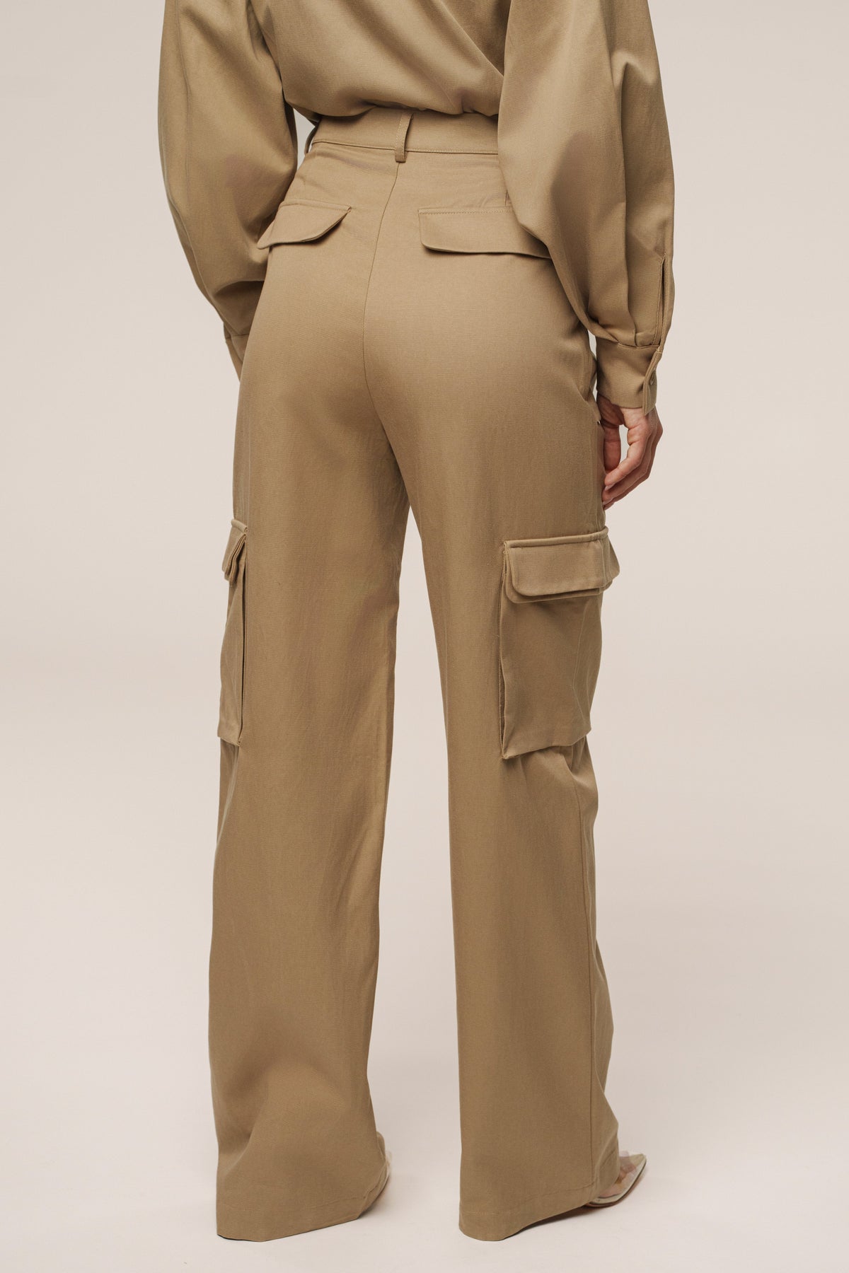 Tan Sculpted Cargo Pants