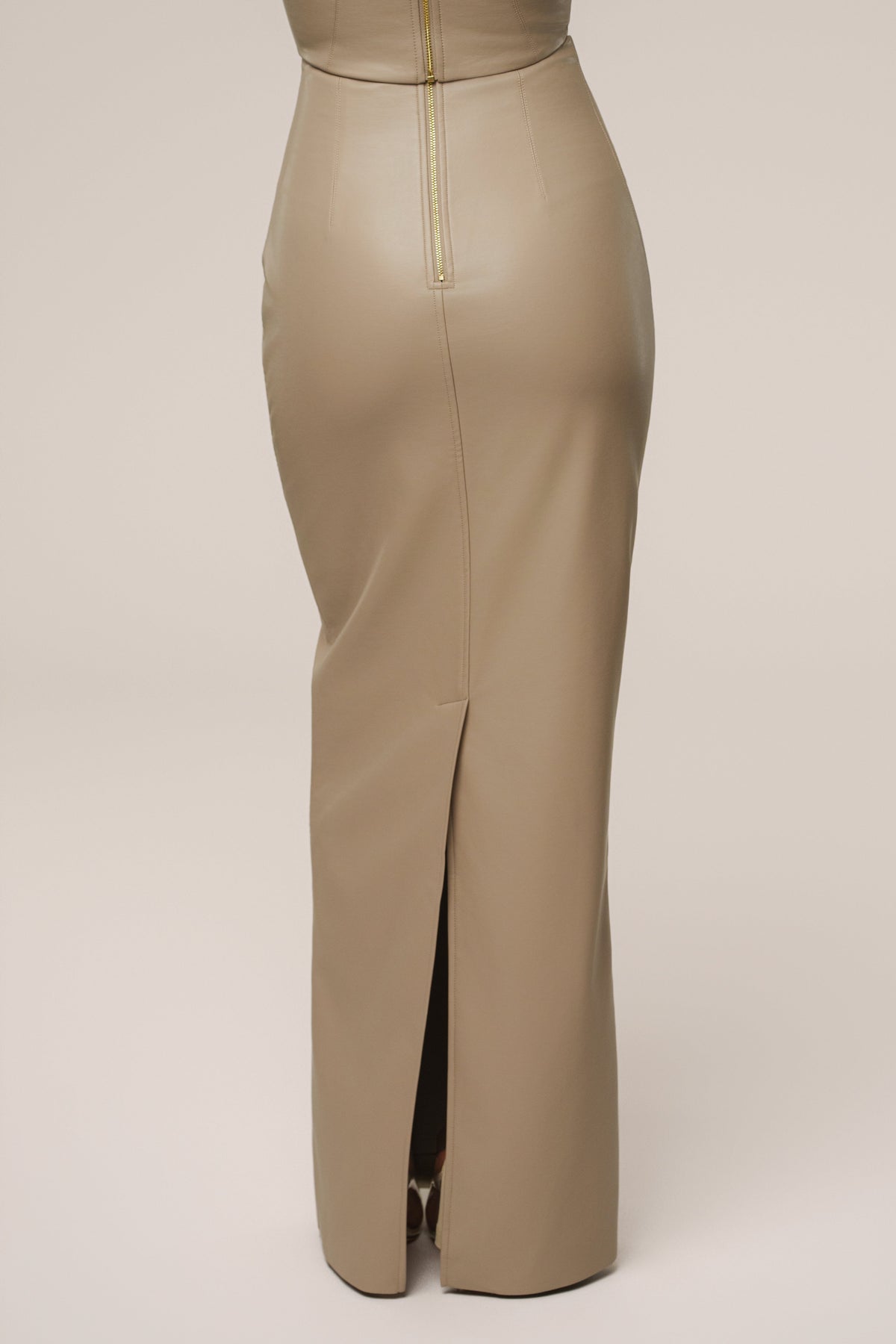 Tan Ace PU Leather Skirt
