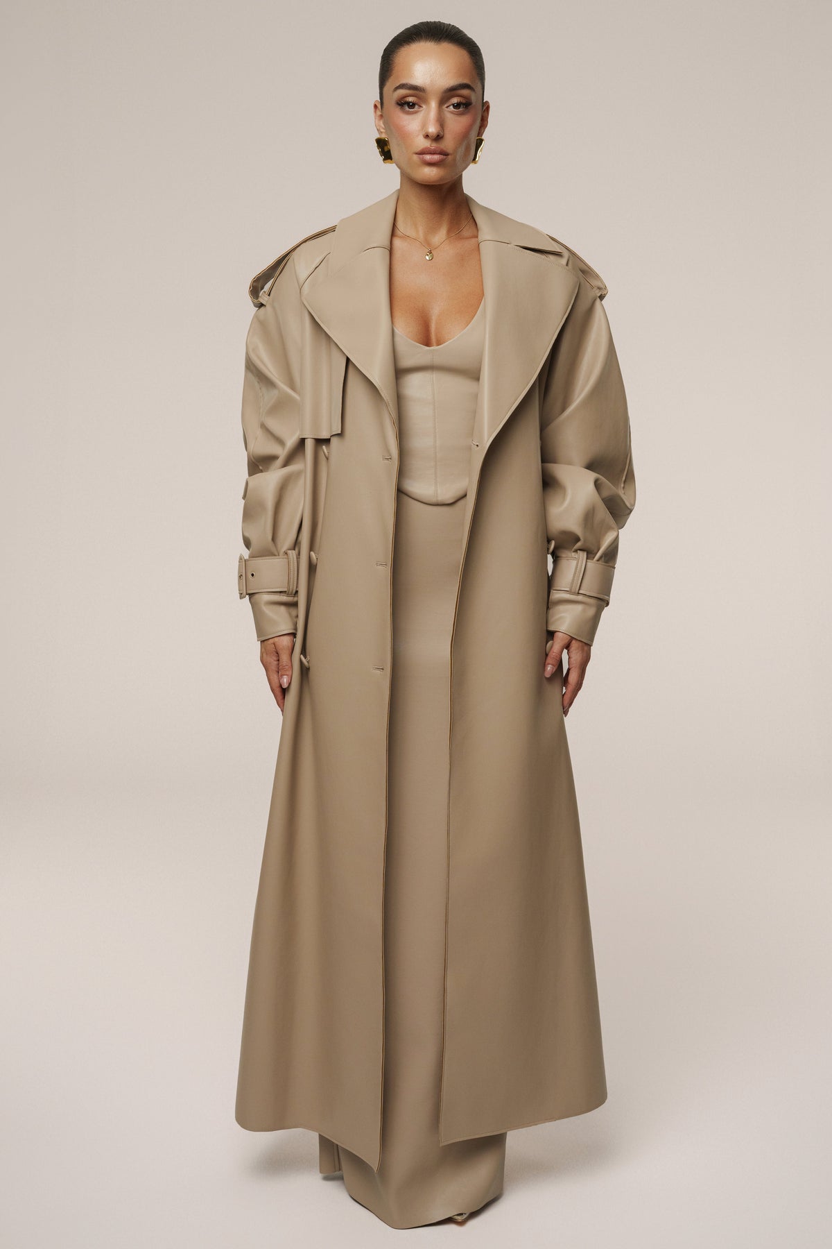 Tan The Icon PU Leather Coat