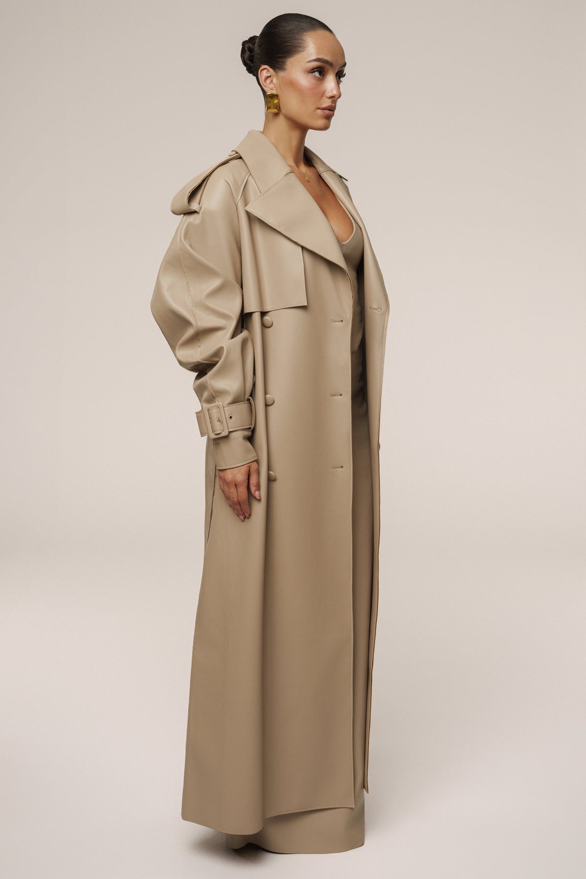 Tan The Icon PU Leather Coat