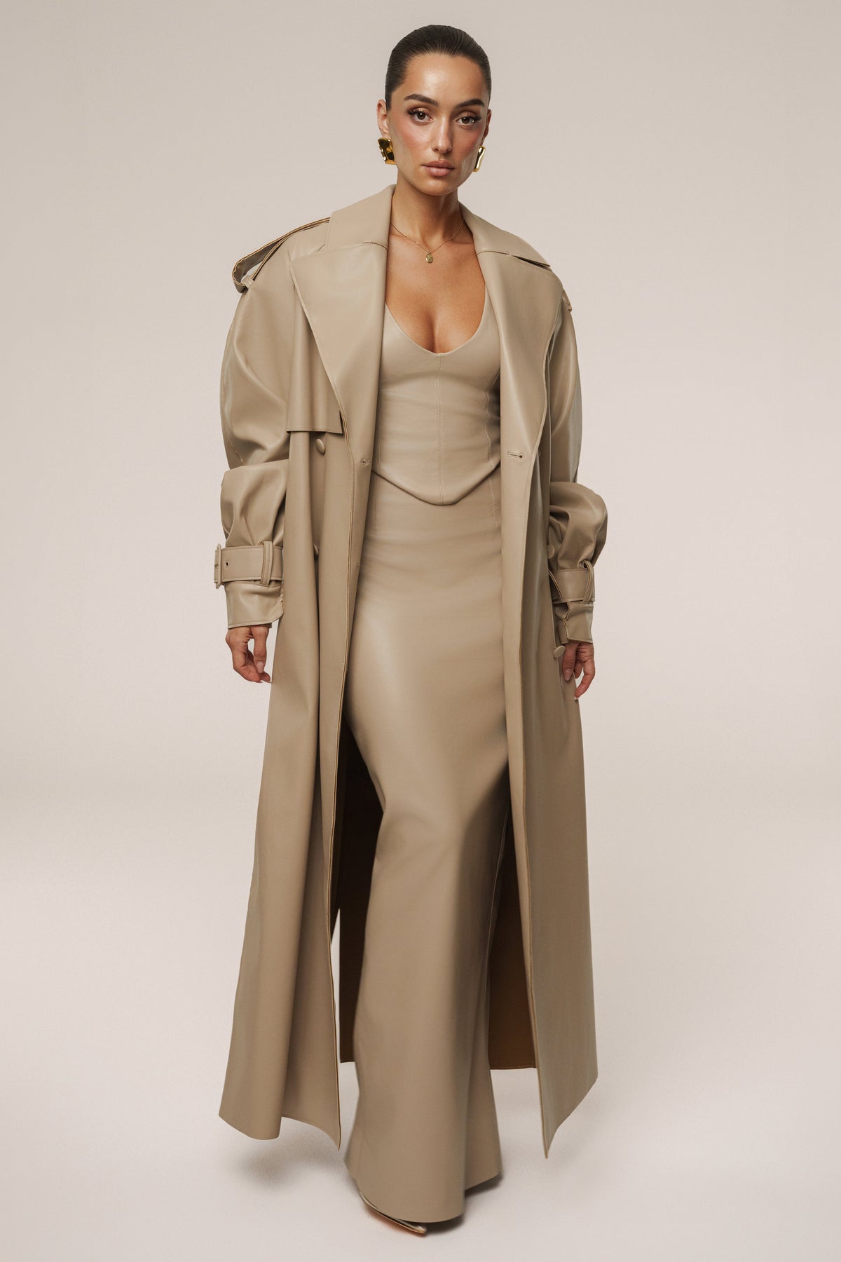 Tan The Icon PU Leather Coat