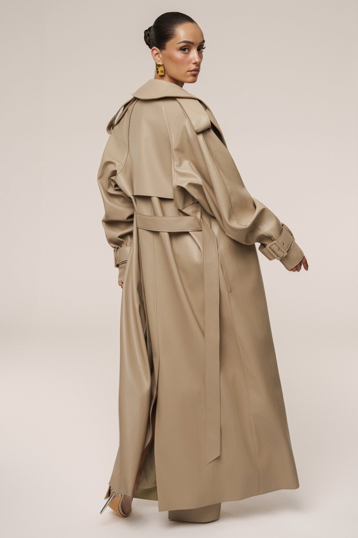 Tan The Icon PU Leather Coat