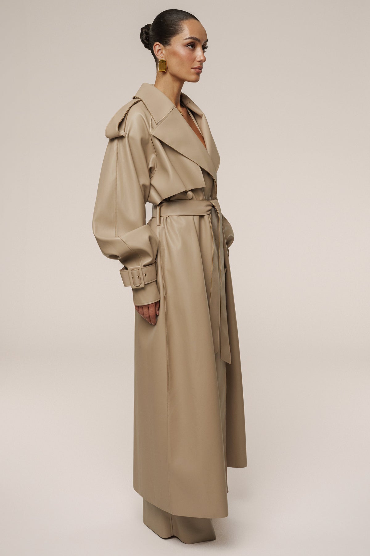Tan The Icon PU Leather Coat