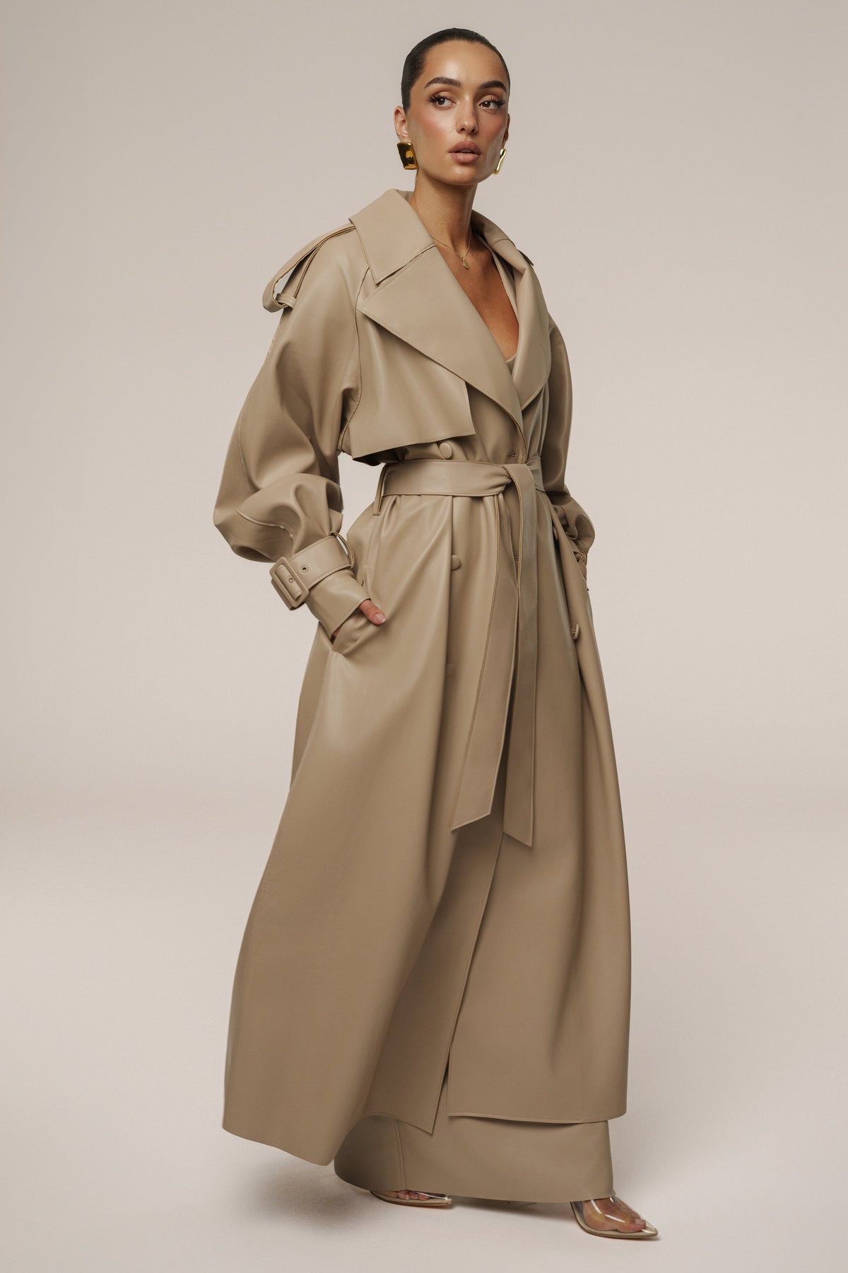 Tan The Icon PU Leather Coat