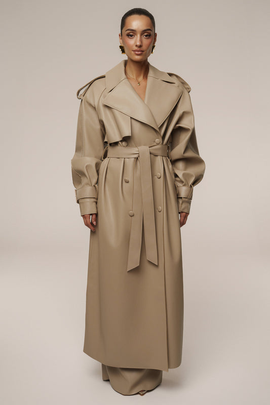 Tan The Icon PU Leather Coat