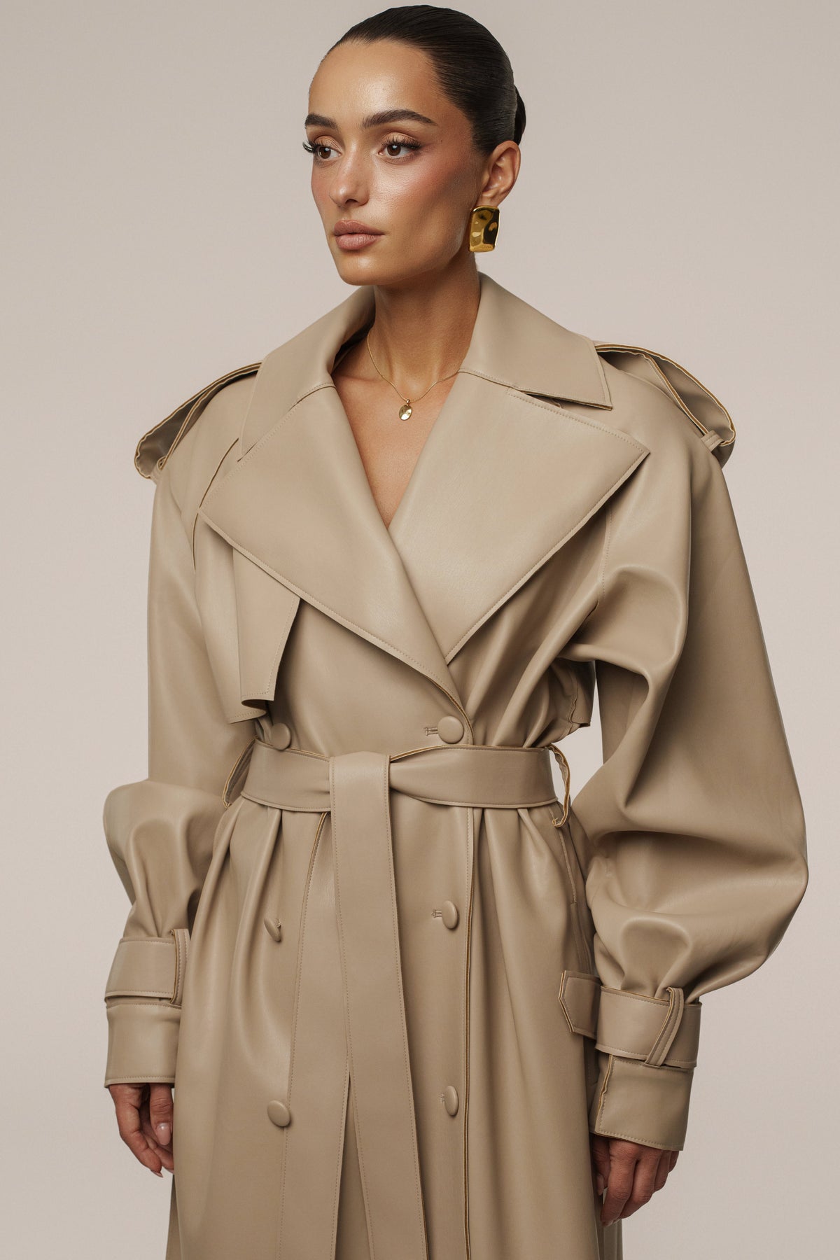 Tan The Icon PU Leather Coat