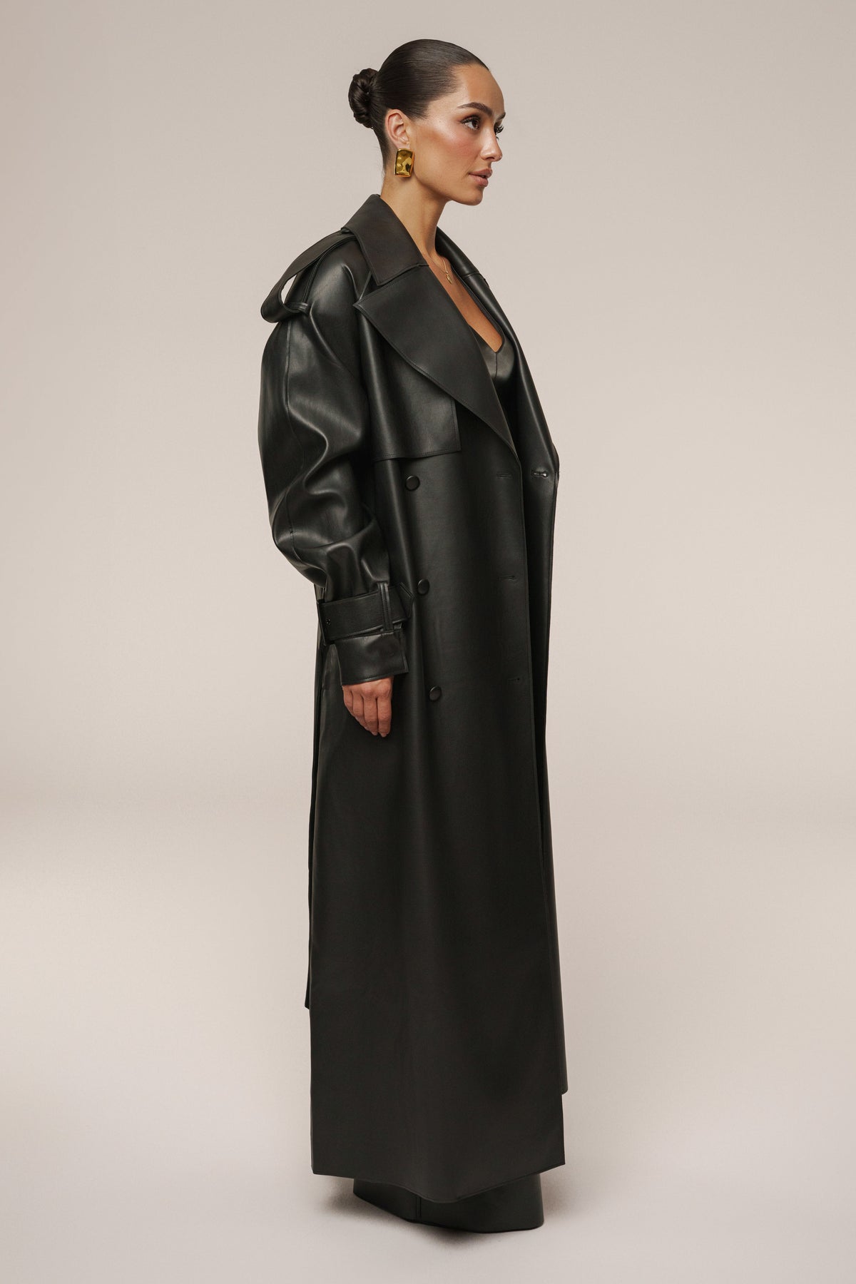 Black The Icon PU Leather Coat