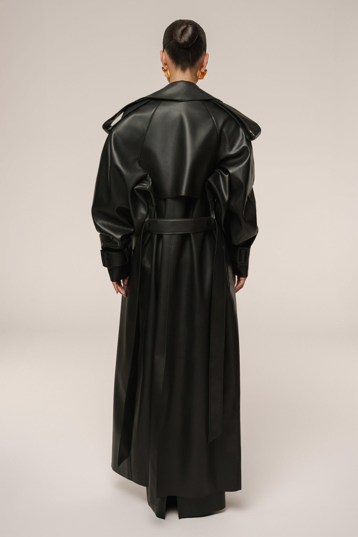 Black The Icon PU Leather Coat