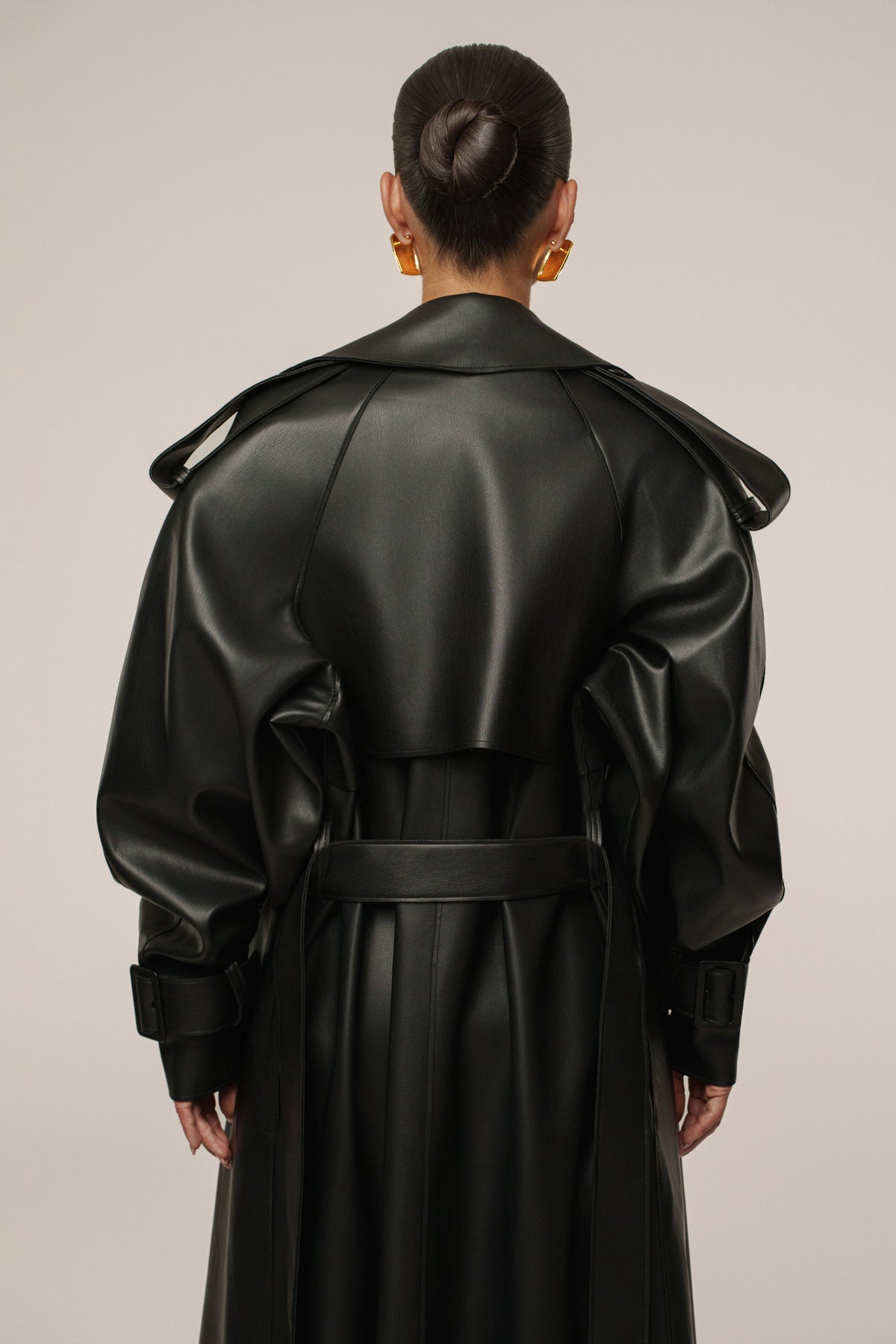 Black The Icon PU Leather Coat